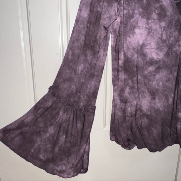 American Eagle Soft & Sexy Purple Tie Dye Bell Sleeve Long Sleeve Shirt Size M - Picture 5 of 8